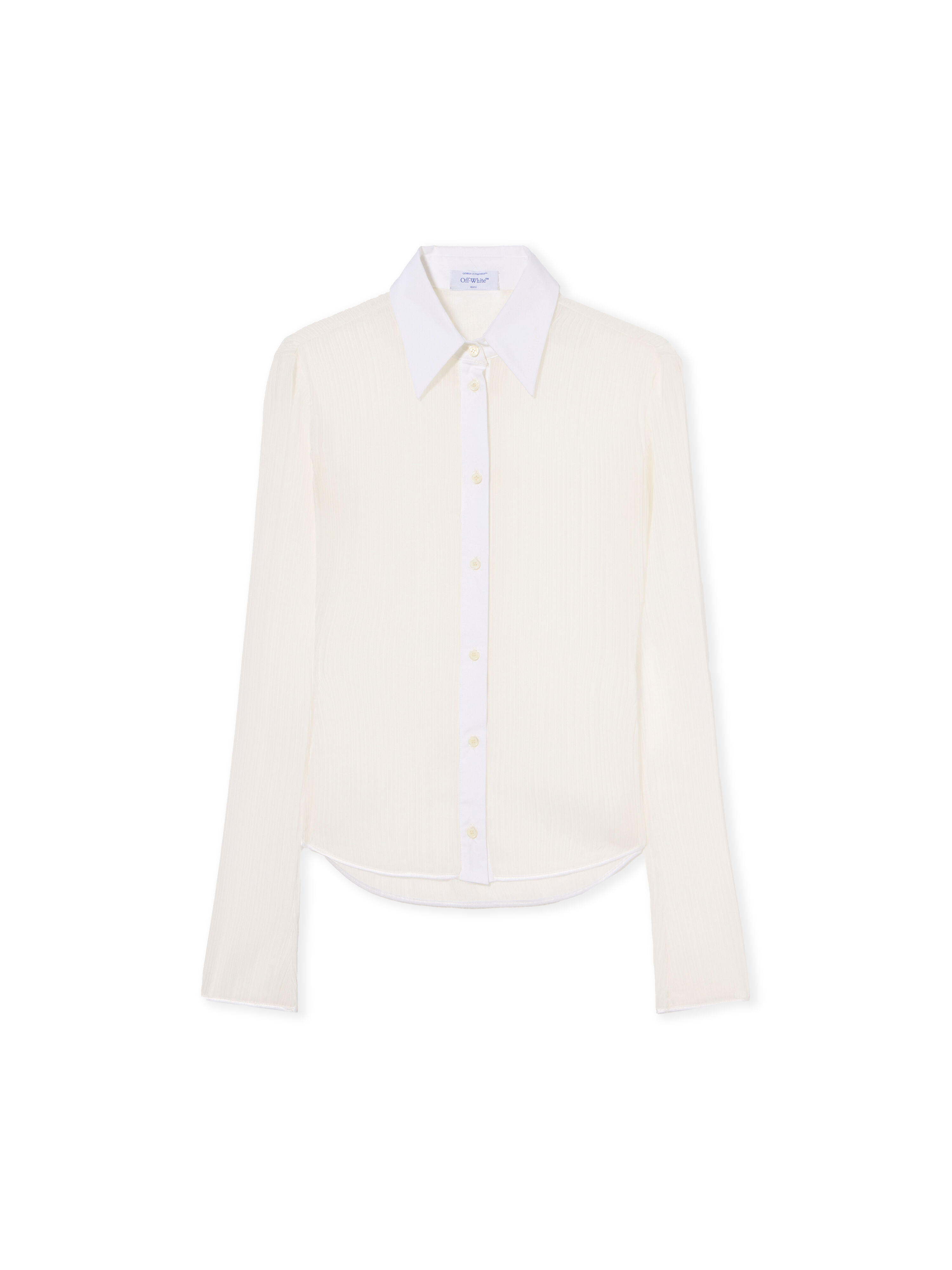 OFF WHITE Plisse Long Sleeve Shirt WHITE - WHITE OWGE02LF25FAB001