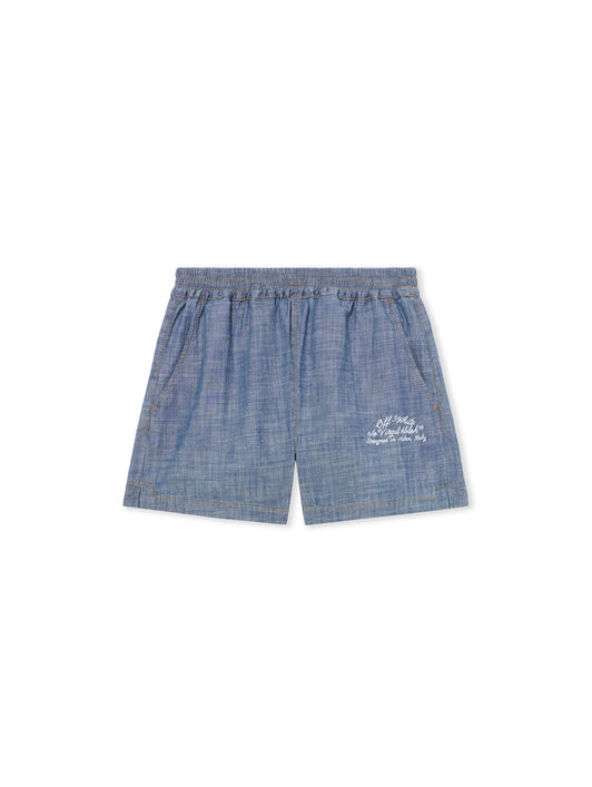 OFF WHITE Chambray Denim Pajama Shorts Dark Blue-White 2YC01BS26DEN001