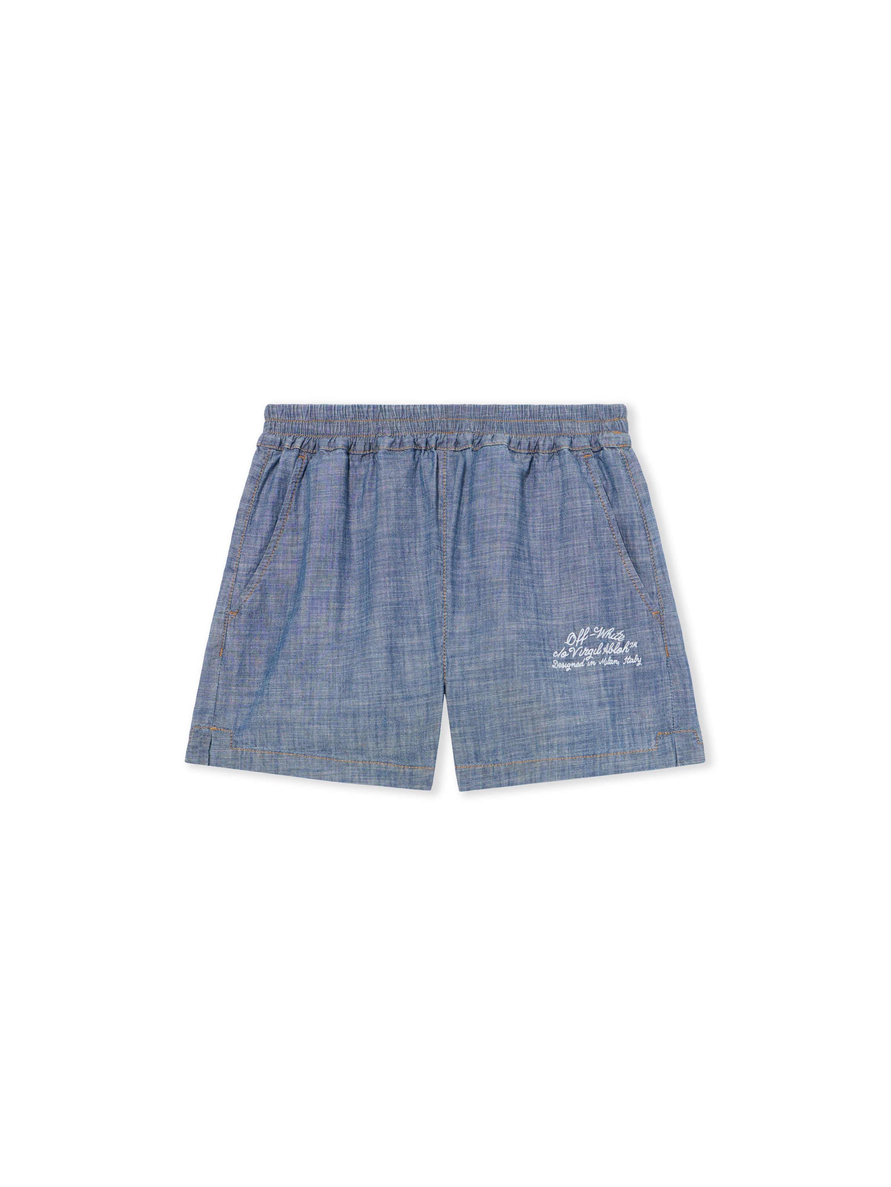 OFF WHITE Chambray Denim Pajama Shorts Dark Blue-White 2YC01BS26DEN001