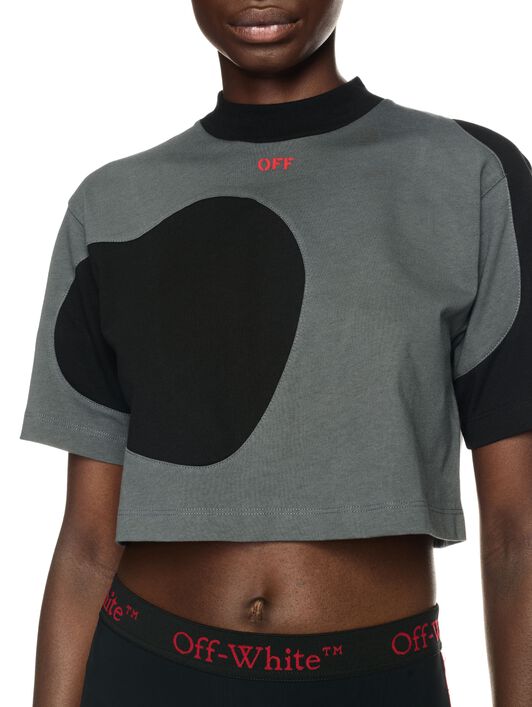 OFF WHITE Black Cropped Golf T-Shirt GREY OWAA132T24JER001
