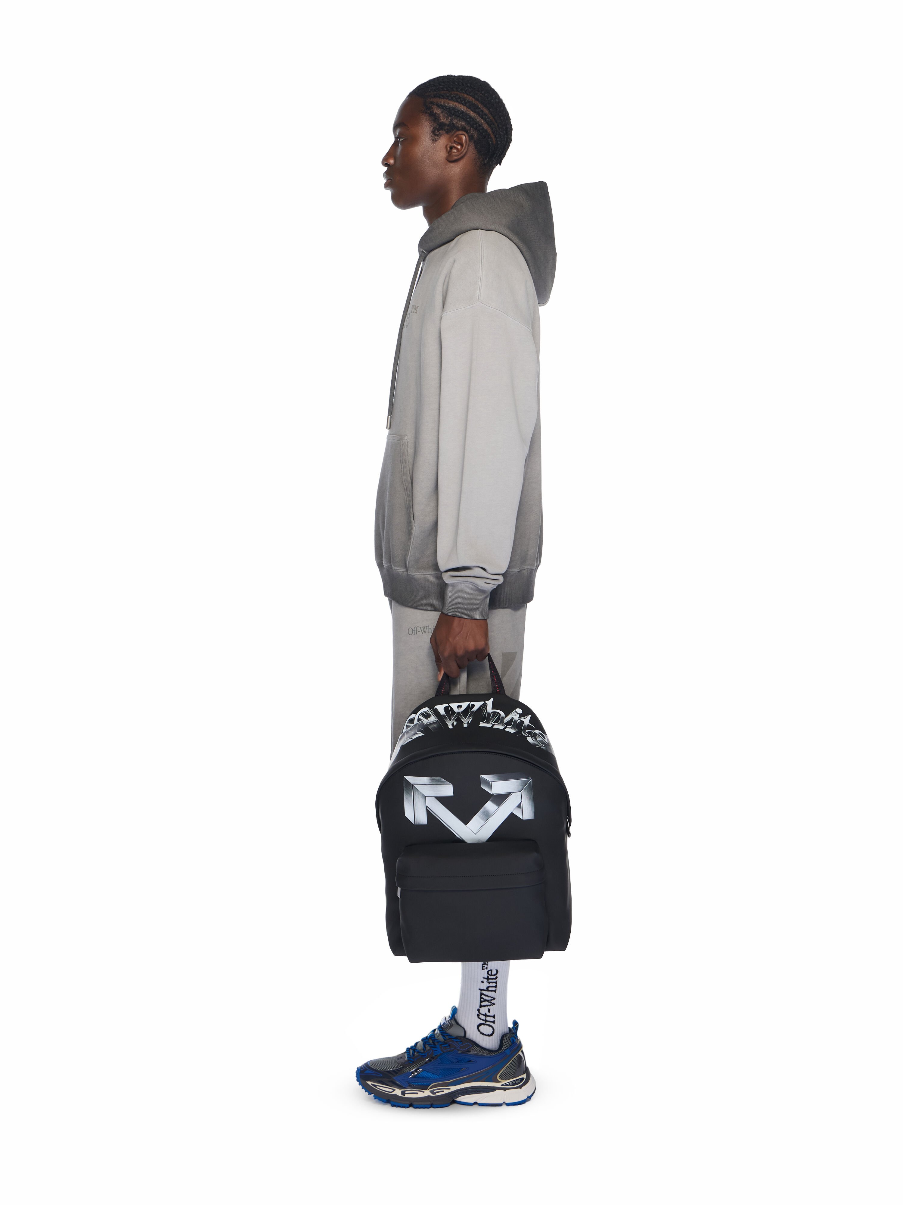 OFF WHITE Heritage Backpack Rubber 3D BLACK - SILVER OMNB123F25FAB005