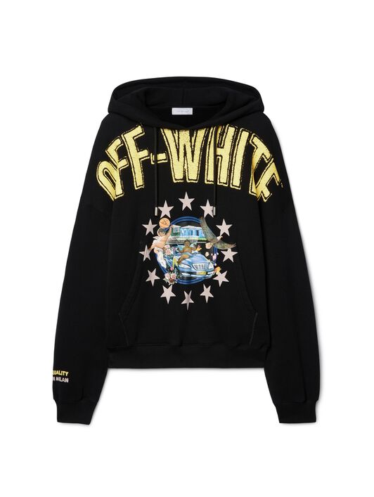 OFF WHITE Fresco Star Over Hoodie Black - Light Ye BLACK OMBB118S25FLE001