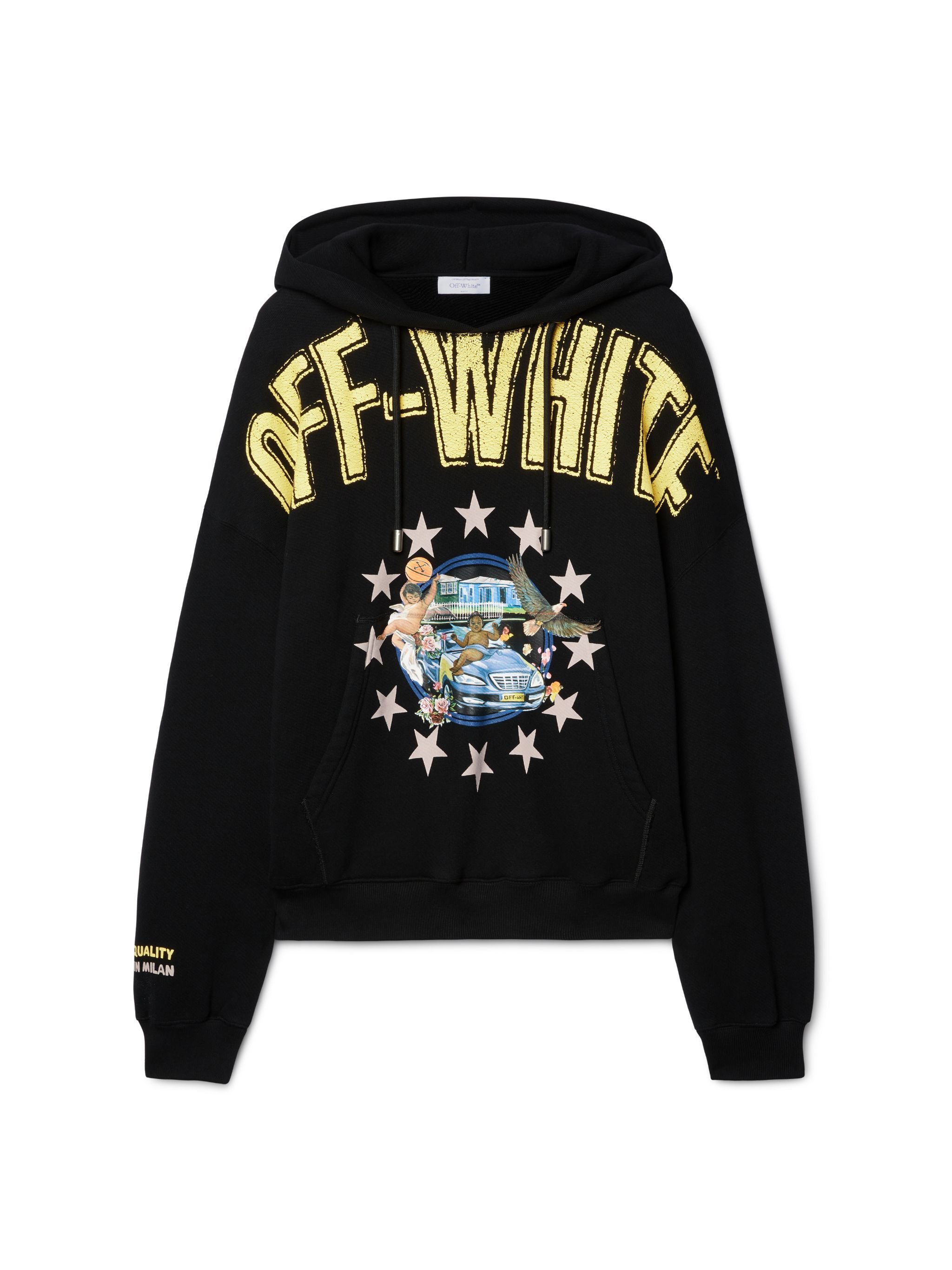 OFF WHITE Fresco Star Over Hoodie Black - Light Ye BLACK OMBB118S25FLE001