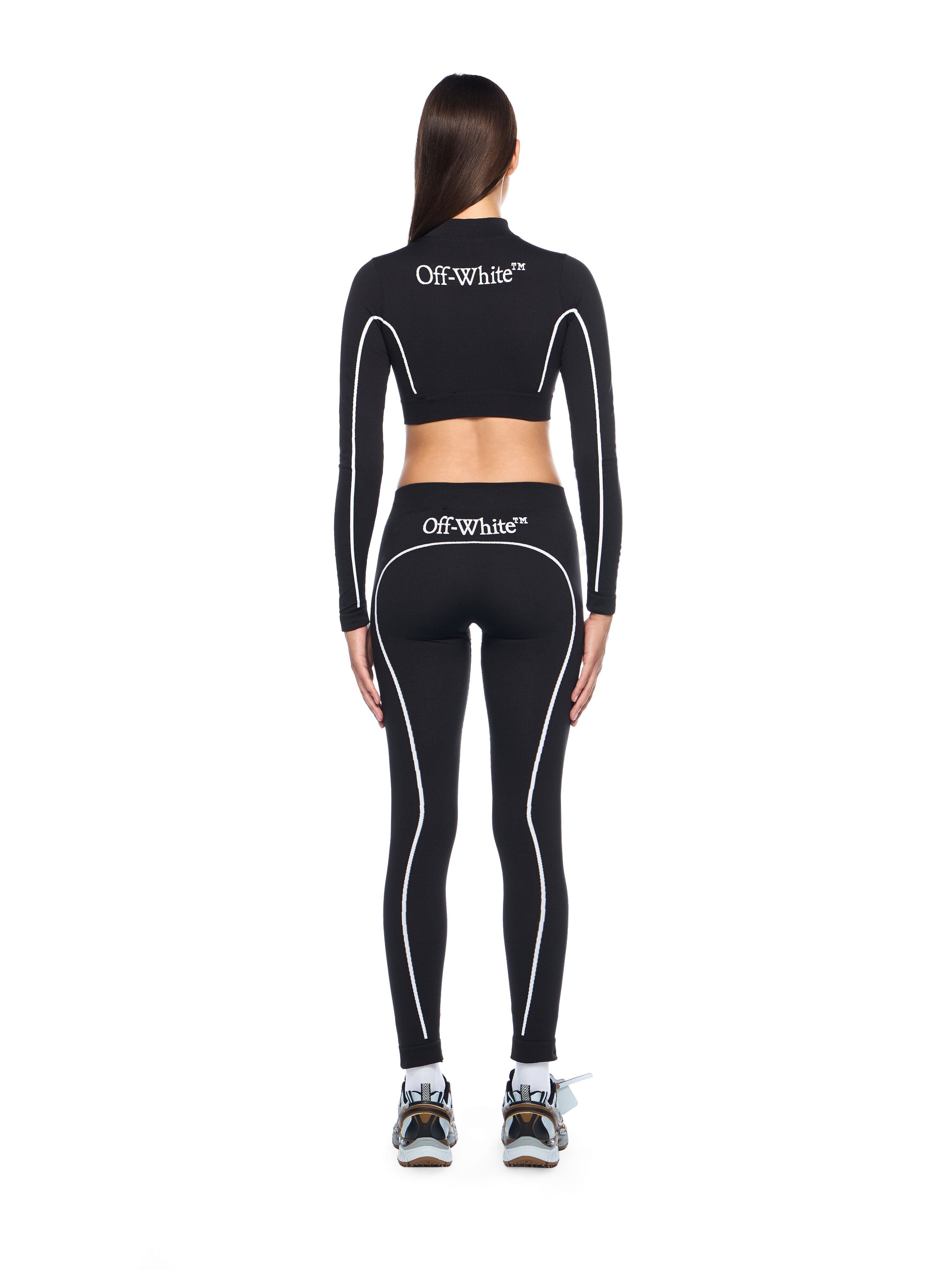 OFF WHITE Off Stamp Seamless Crop Top BLACK - WHITE OWVB04EC99KNI001