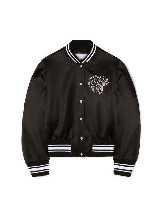 OFF WHITE Giacca Varsity In Raso Nero/Bianco NERO OWEK00FS25FAB001