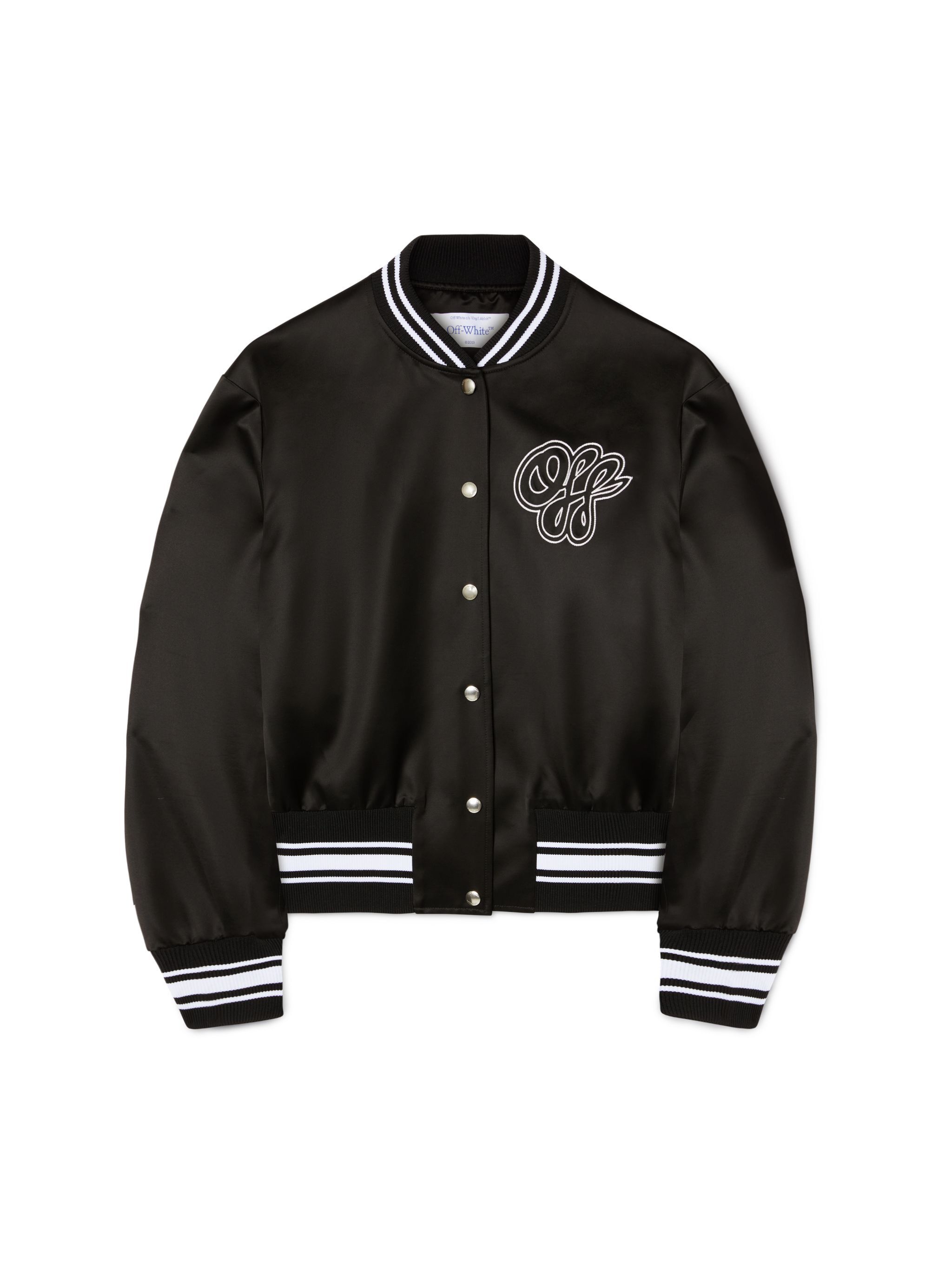 OFF WHITE Giacca Varsity In Raso Nero/Bianco NERO OWEK00FS25FAB001