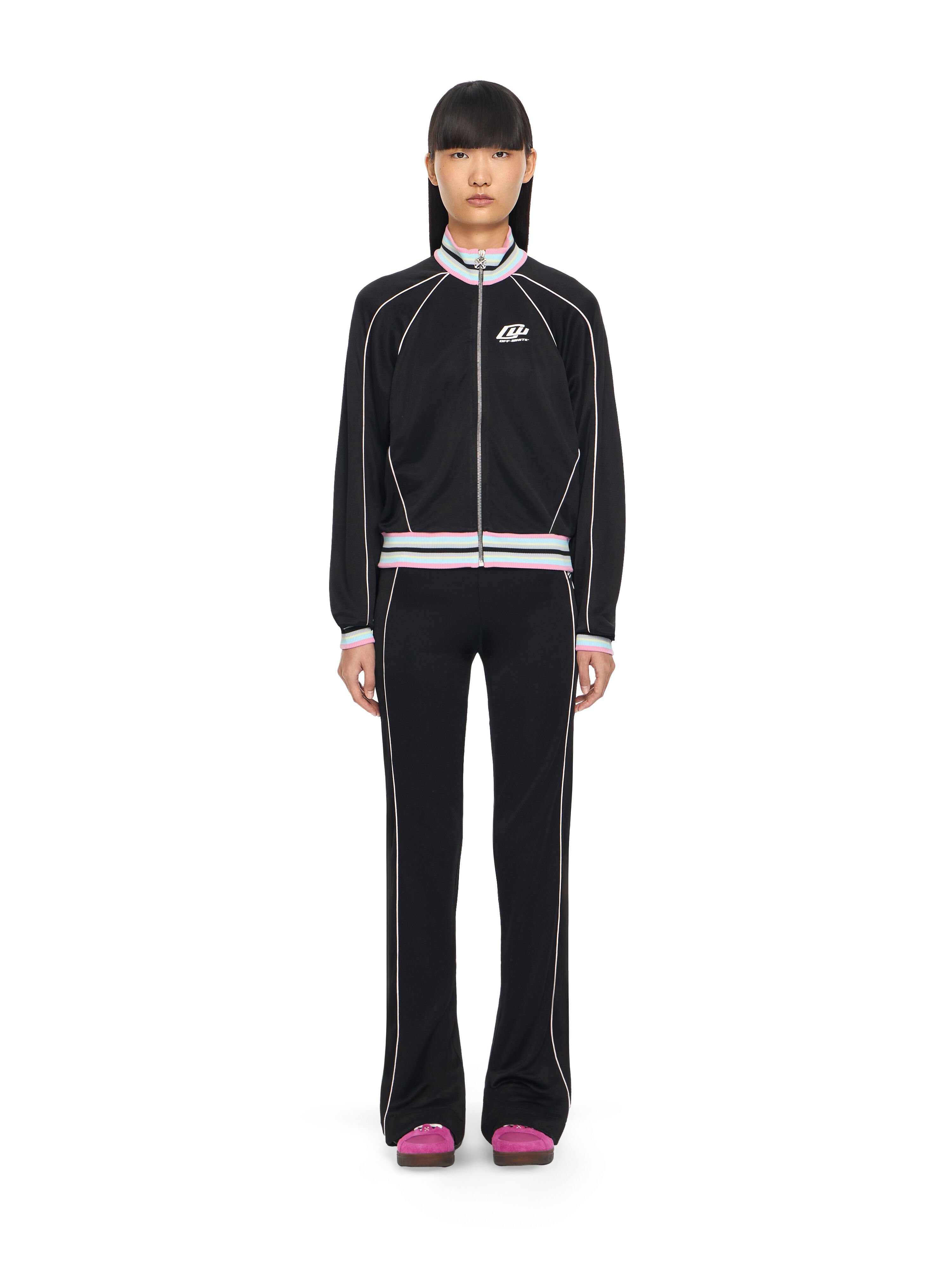 OFF WHITE Pantaloni Fluid Track Slim Black-White 2CJ00AS26JER001