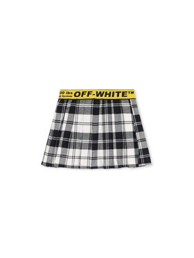 OFF WHITE Logo Industrial Plaid Skirt BLACK - YELLOW OGCC02AF25FAB001