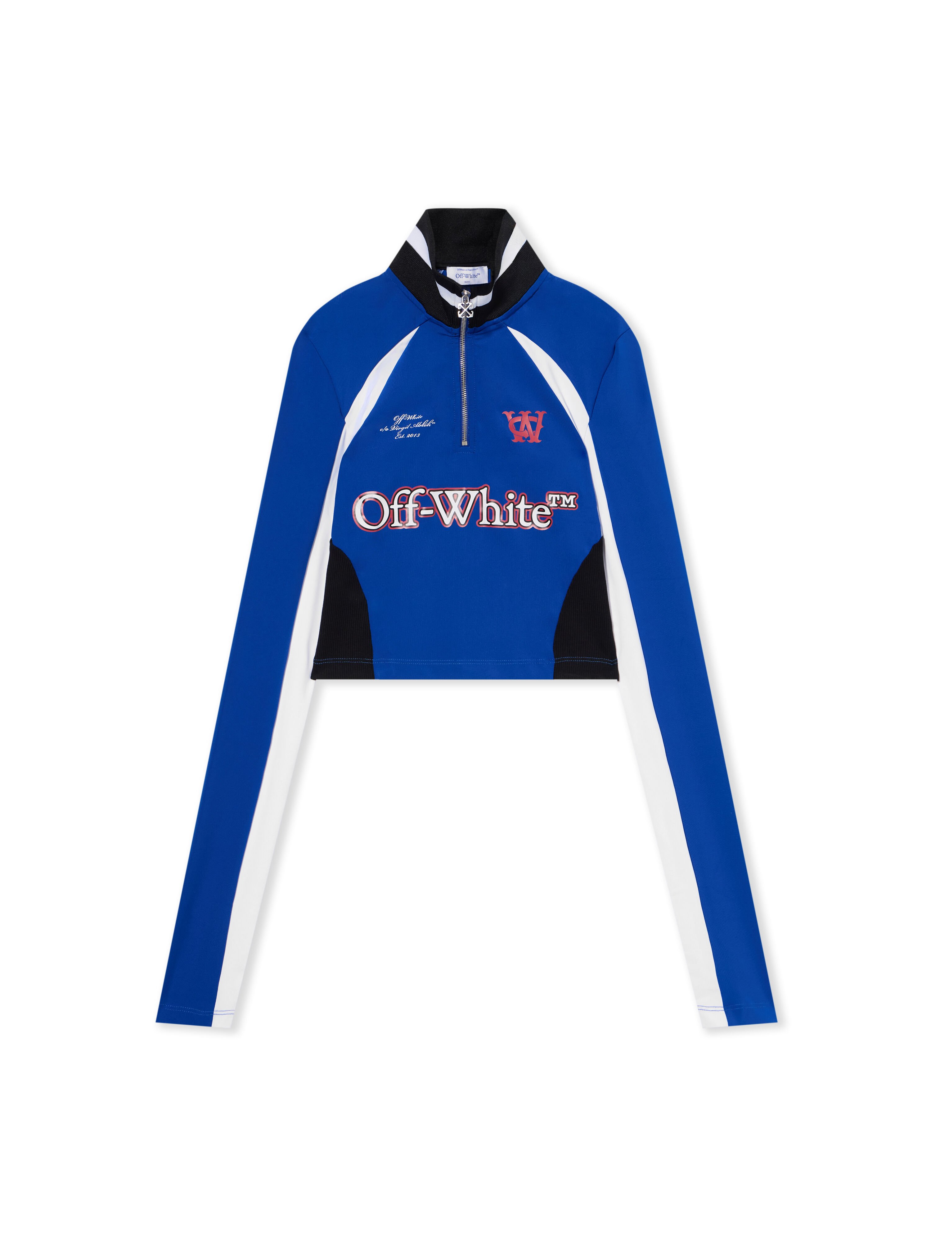 OFF WHITE Tech Jer Serena Long-Sleeve Top ELECTRIC BLUE-WHITE OWAD27BF25JER001