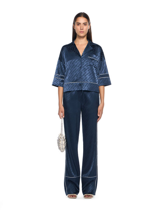 OFF WHITE Jacquard Satin Pajama Shirt BLUE IRIS-NO COLOR OWGG008F25FAB001