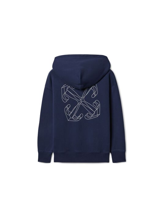 OFF WHITE dunkelblauer hoodie mit 3d-pfeil und reißverschluss BLAU OBBE001F24FLE004