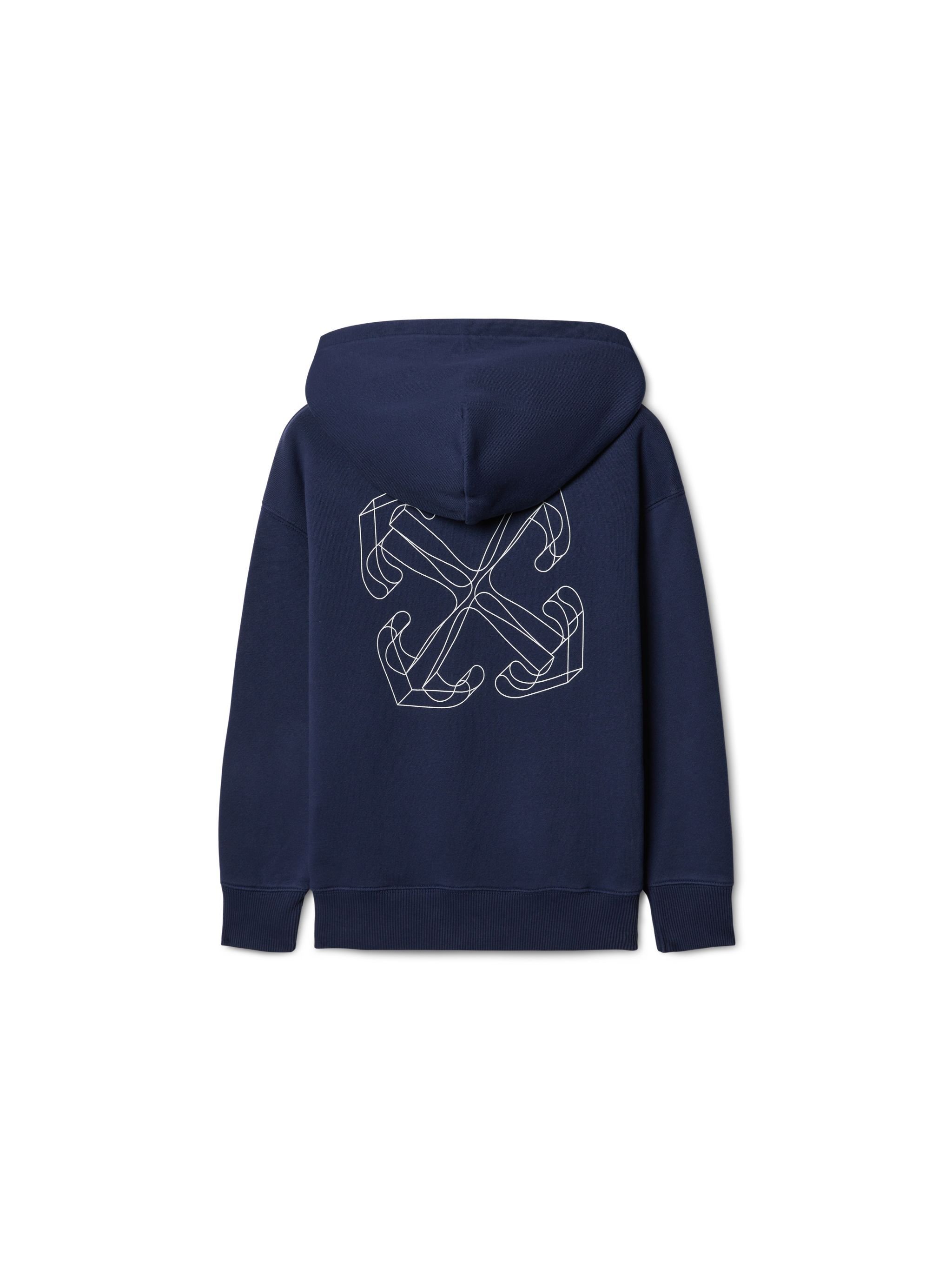 OFF WHITE dunkelblauer hoodie mit 3d-pfeil und reißverschluss BLAU OBBE001F24FLE004