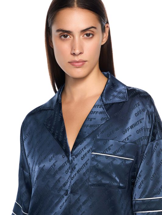 OFF WHITE Jacquard Satin Pajama Shirt BLUE IRIS OWGG008F25FAB001
