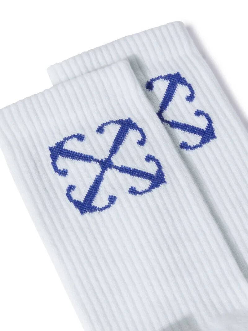 OFF WHITE Calzini Medi Con Motivo Arrow Bianco/Blu BIANCO OMRA080S25KNI001