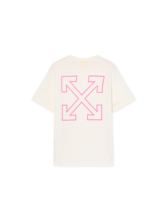 OFF WHITE Arrow Outline Flock T-Shirt WHITE - FUCHSIA OGAA001F25JER00D