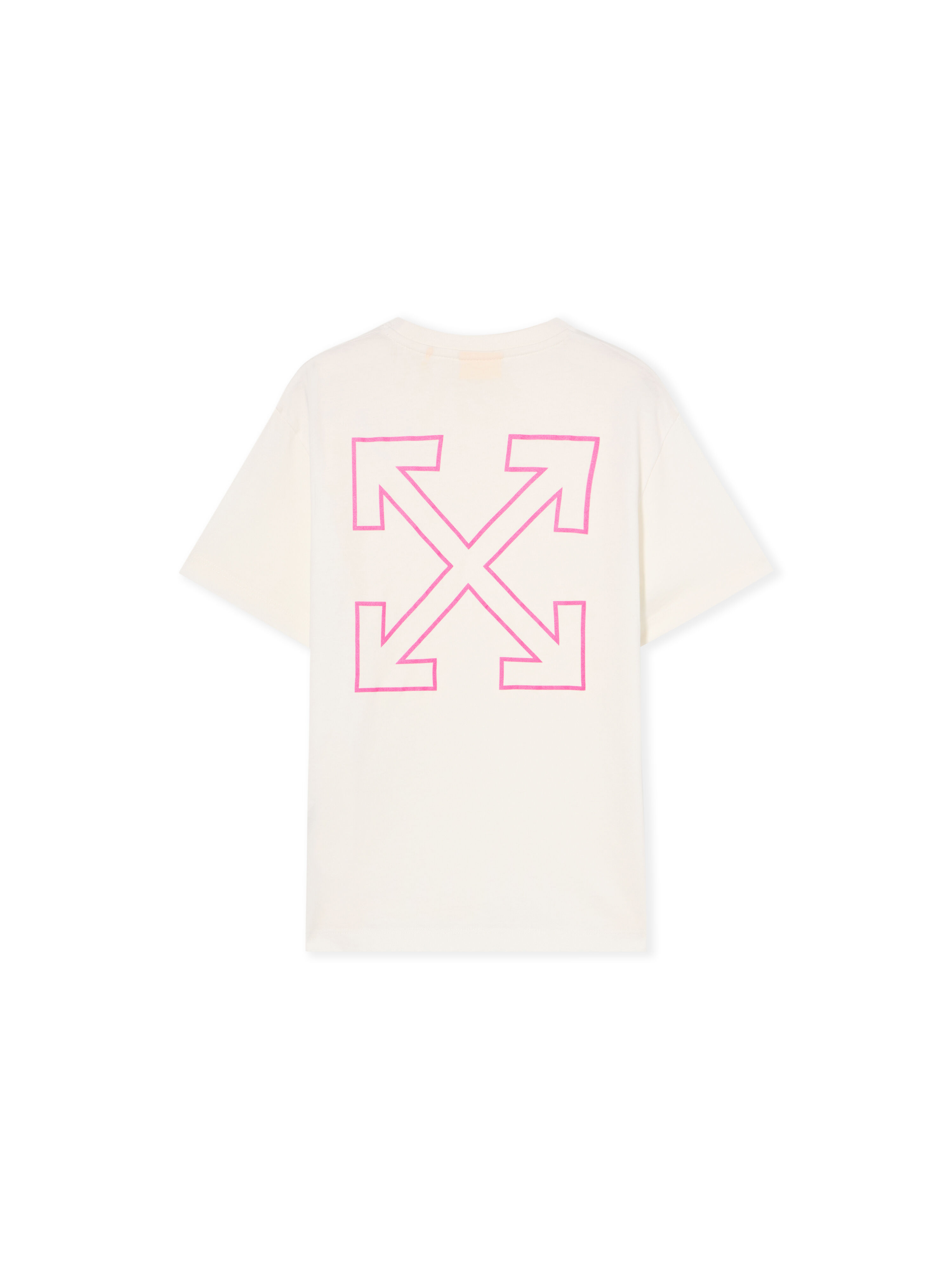 OFF WHITE Arrow Outline Flock T-Shirt WHITE - FUCHSIA OGAA001F25JER00D