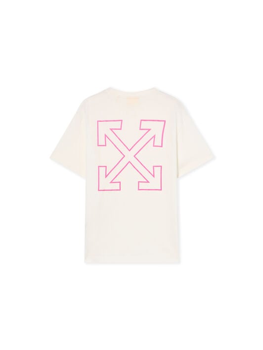 Arrow Outline Flock T-Shirt OFF WHITE Arrow Outline Flock T-Shirt WHITE - FUCHSIA OGAA001F25JER00D