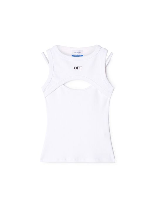 OFF WHITE White Off Stamp Ribbed Row Top WHITE OWAD237C99JER001