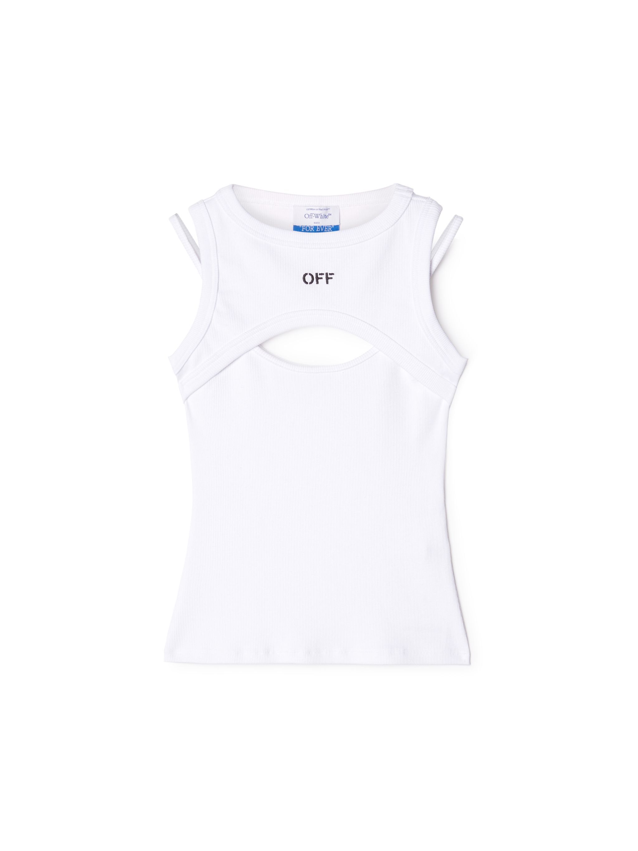 OFF WHITE White Off Stamp Ribbed Row Top WHITE OWAD237C99JER001