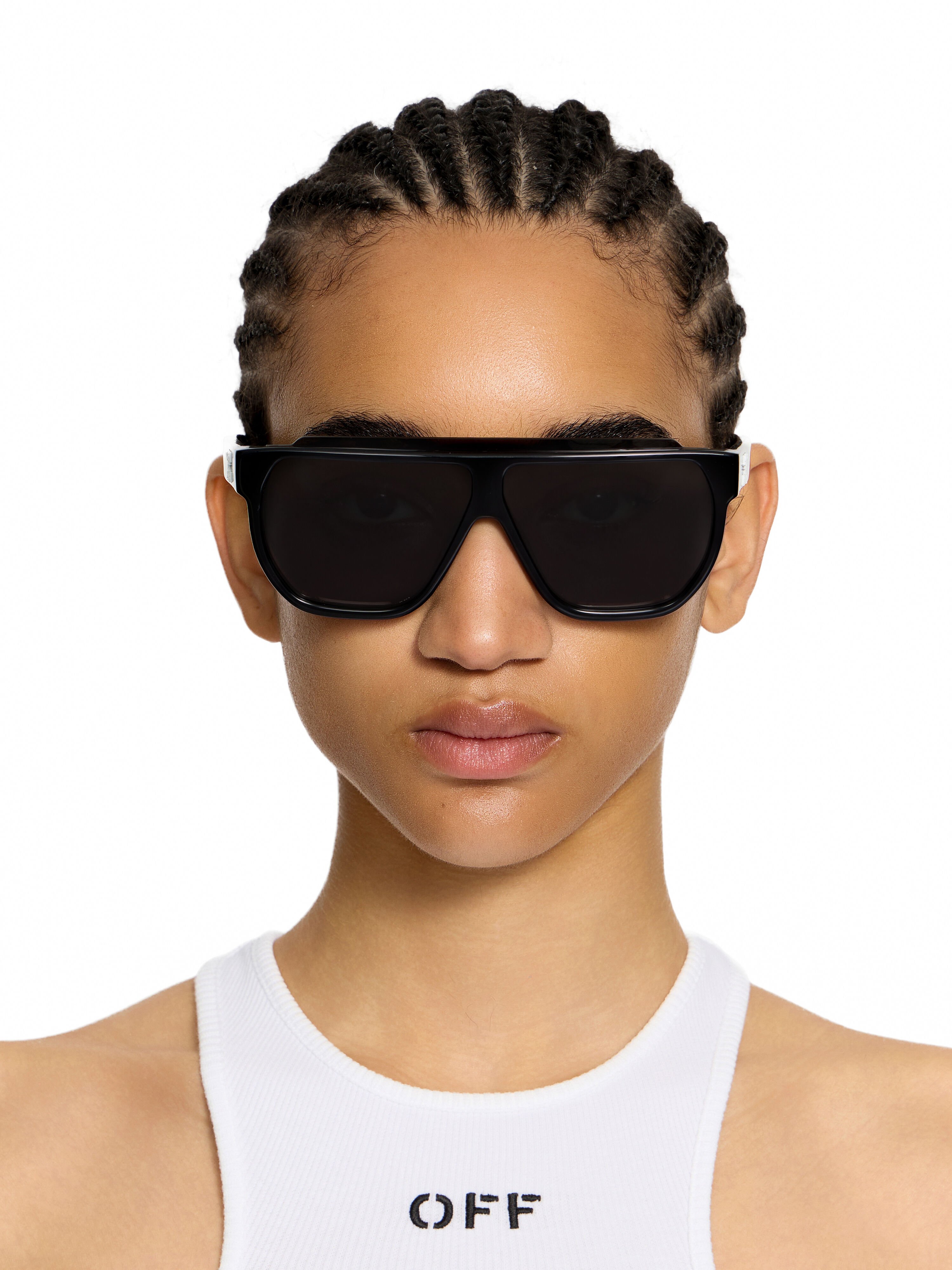 OFF WHITE Earth Dark Grey Lens Sunglasses Shiny Black OW10491007133