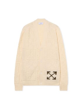 OFF WHITE ARROW AO 3D STITCH KNIT CARDI CREAM - BEECH OMHB02LF25KNI001