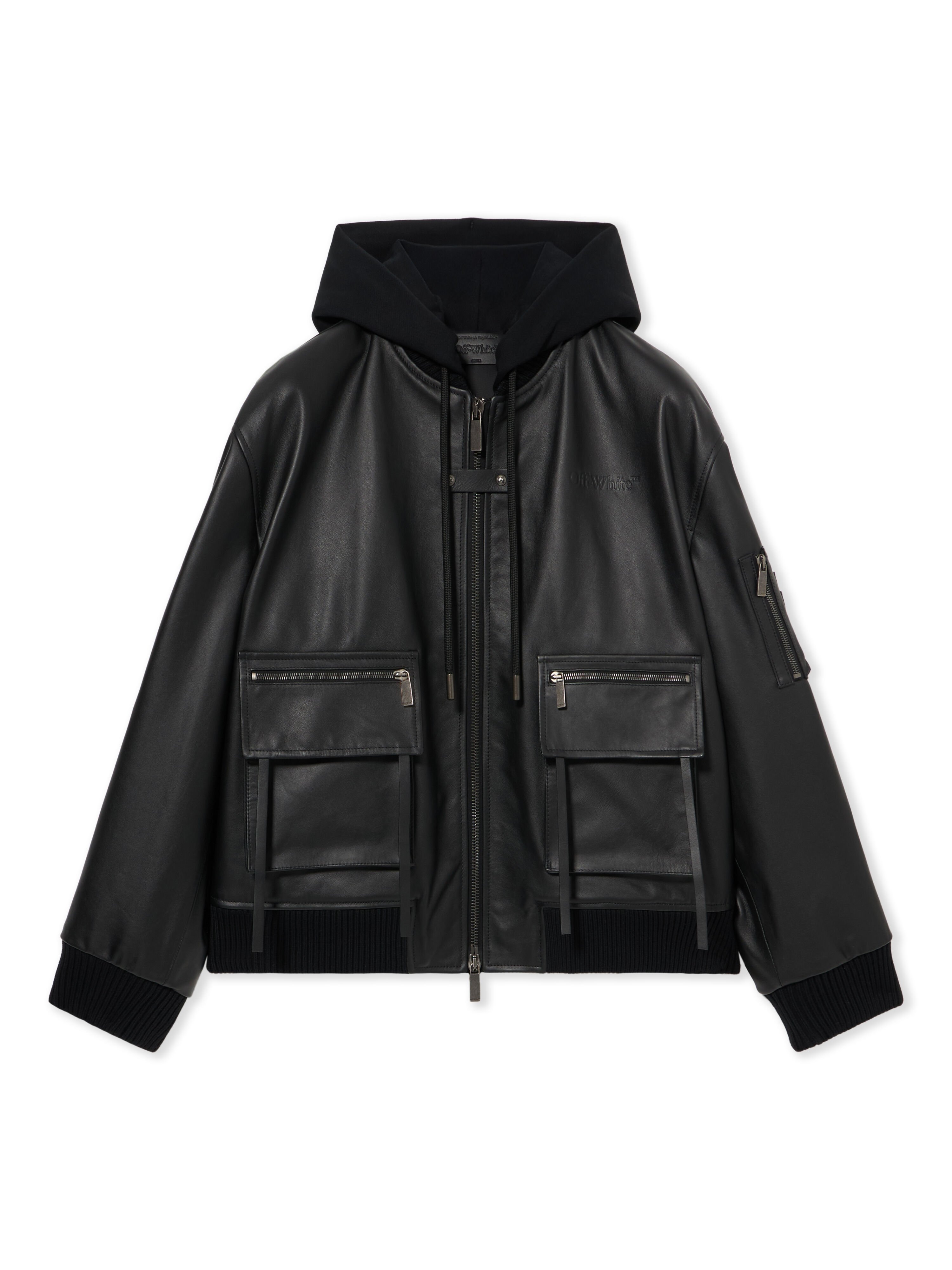 OFF WHITE Book Fleece Hoodie Bomber BLACK 44XJA13SS26L001