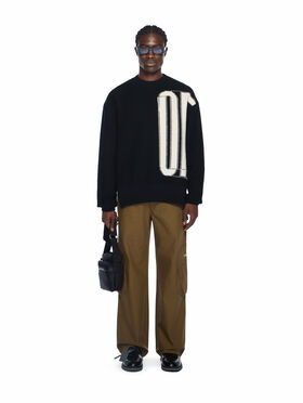 OFF WHITE Big Off Knit Crewneck Sweater BLACK - IVORY OMHE20LF25KNI001