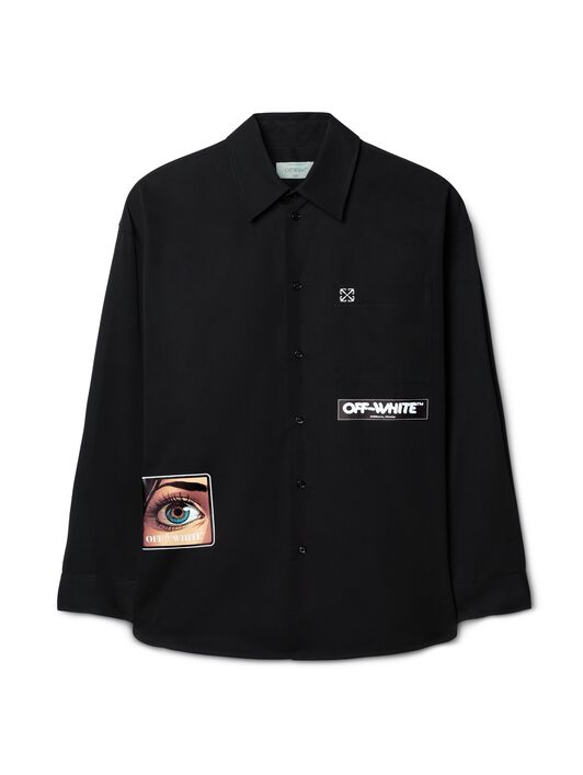 OFF WHITE EYE LOGO POPL OVERSIZE SHIRT BLACK OMGE004F24FAB002