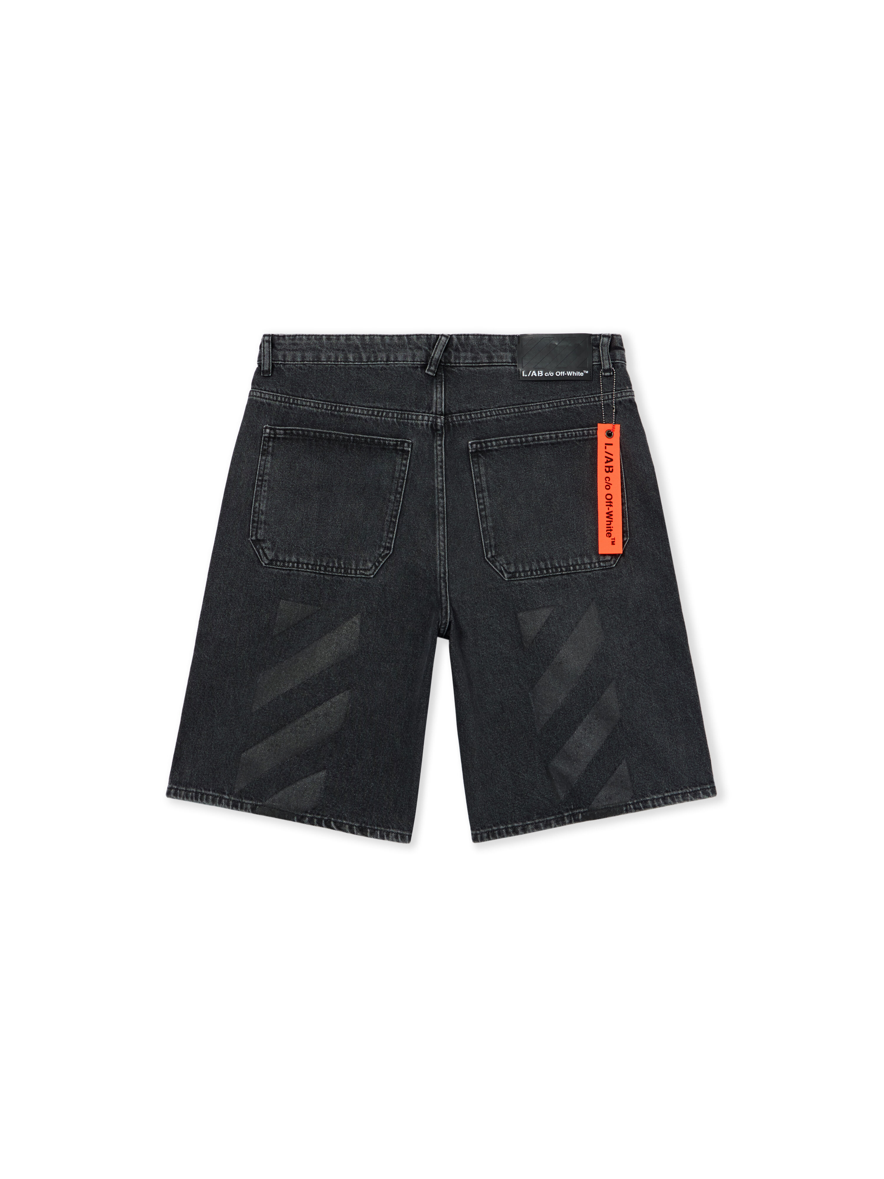 L/AB Diagonal Denim Shorts in PHANTOM BLACK for Men | L/AB c/o Off