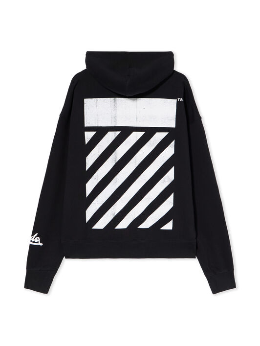 OFF WHITE Big Off Diagonal Skate Hoodie BLACK - WHITE OMBB085F25FLE00Q