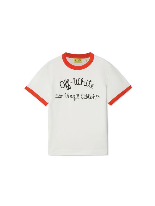 OFF WHITE T-Shirt Ringer Con Ricamo BIANCO OGAA01AS25JER001