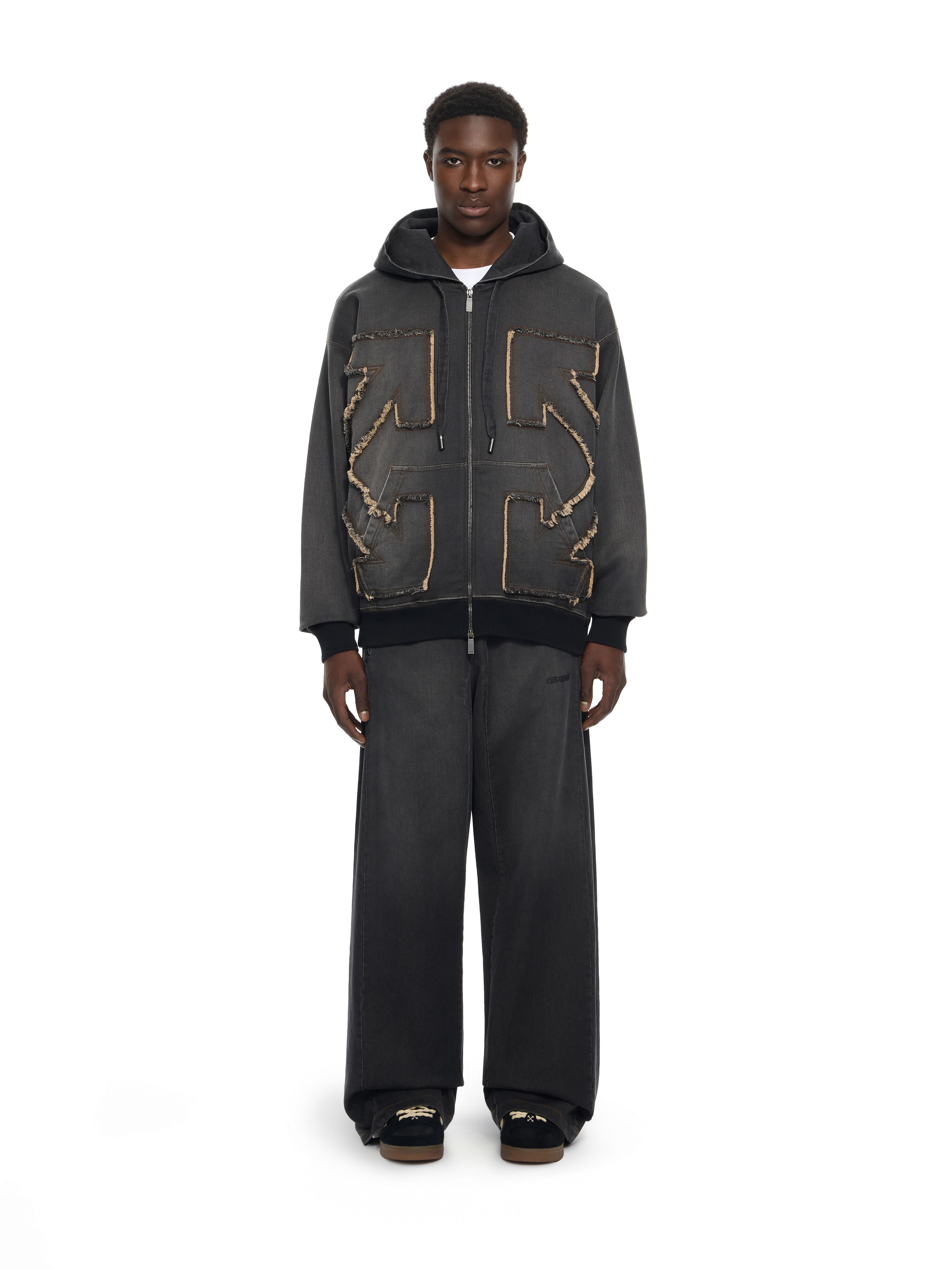 Distress Arr Skate Zip Hoodie in HIGHLIGHTED BLACK for Men | Off