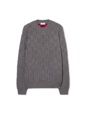 OFF WHITE Arrow Ao 3D Stitch Knit Crewn GREY - CHILI PEPPER OMHE20PF25KNI001
