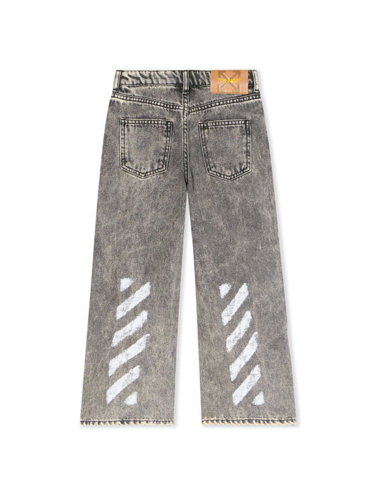 OFF WHITE Diagonal Sponge Logo Denim Pants GREY - WHITE OGYB001F25DEN001