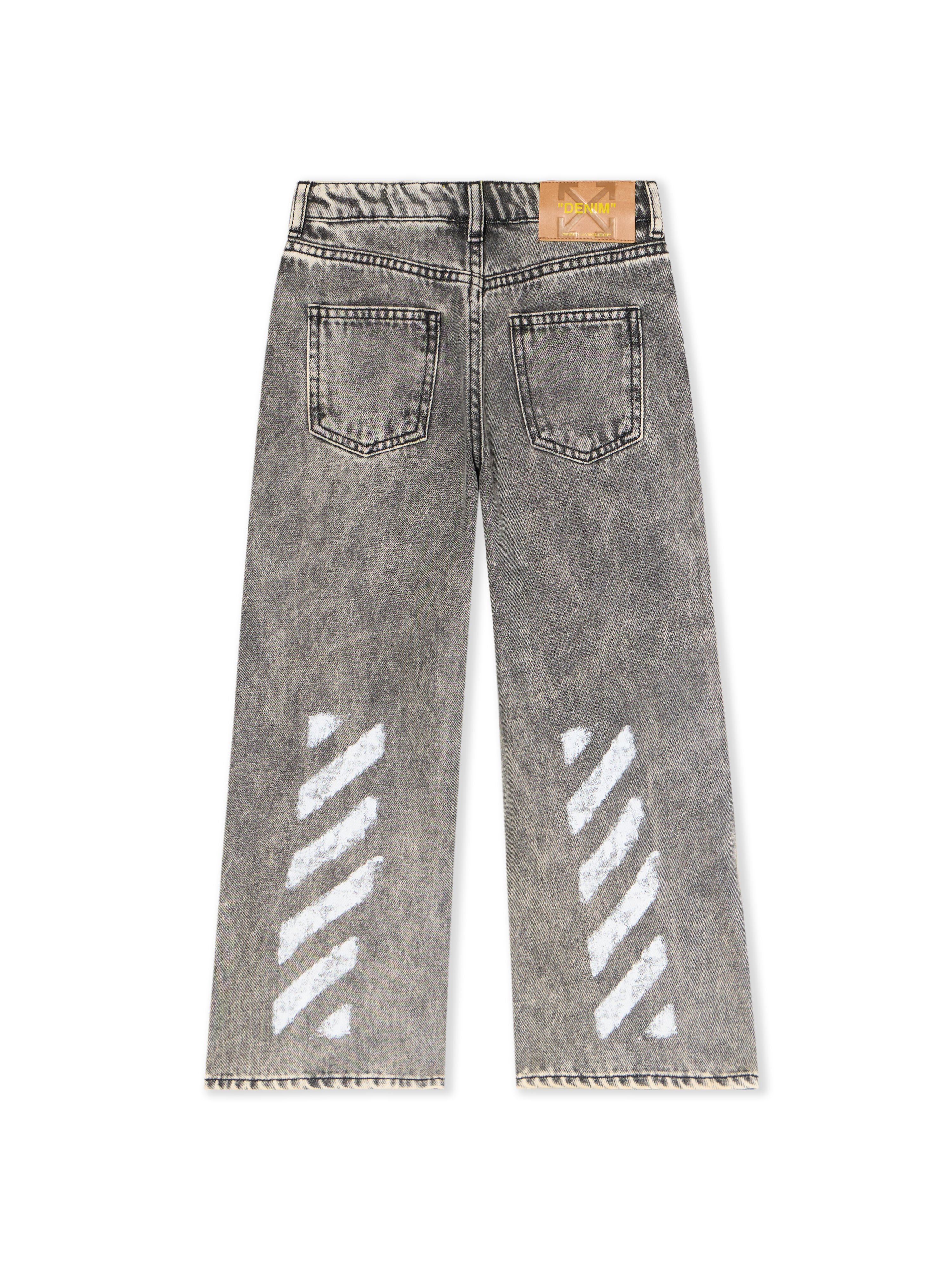 OFF WHITE Diagonal Sponge Logo Denim Pants GREY - WHITE OGYB001F25DEN001