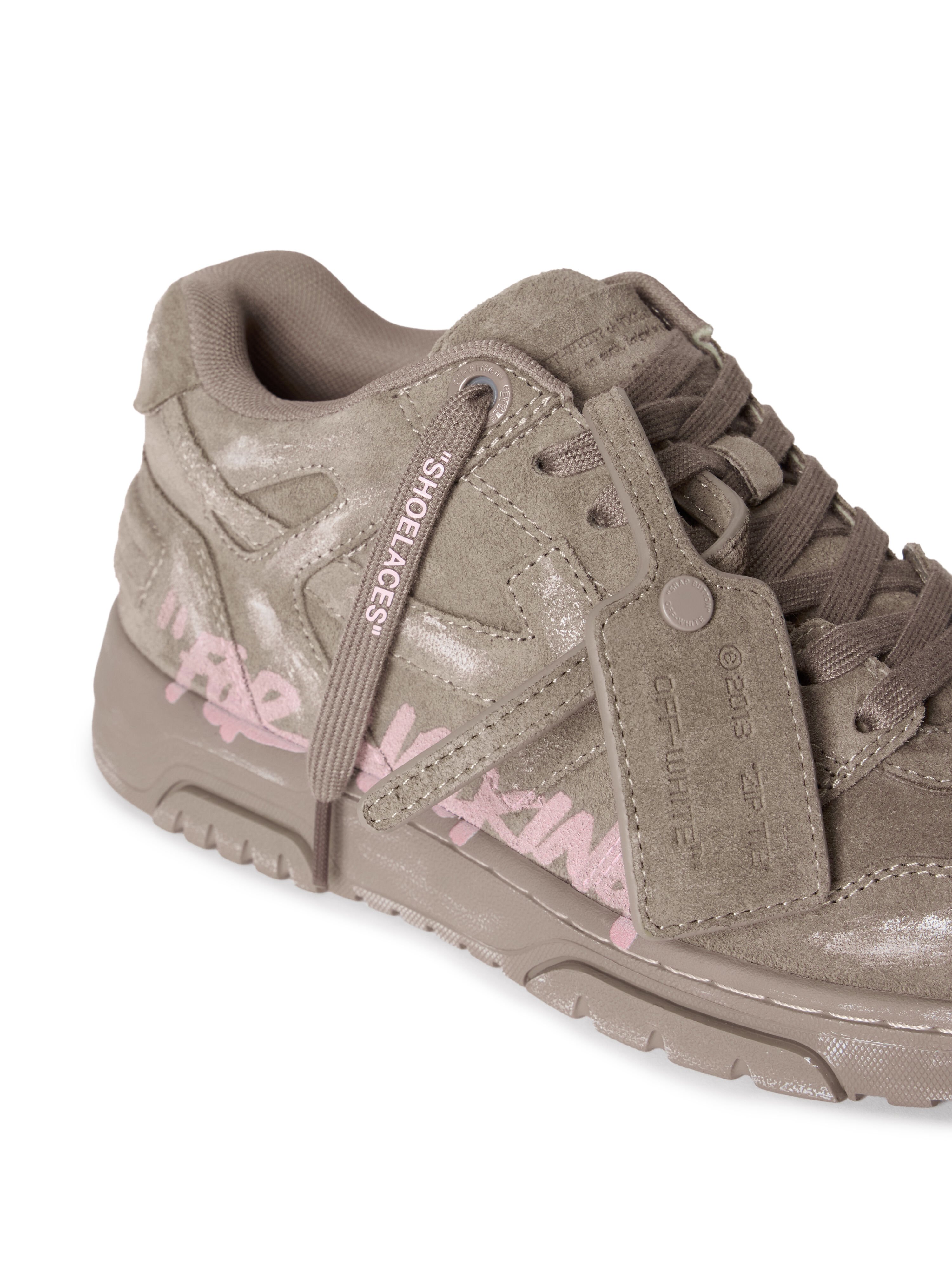 OFF WHITE Out Of Office "For Walking" Suede Sneakers FUNGI - BLUSH PINK OWIA259S26LEA006