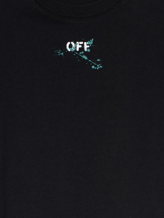 OFF WHITE Diagonal Splat T-Shirt BLACK - TEAL OBAA002F25JER00A