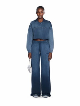 OFF WHITE Laundry Crop Polo Logo Sweatshirt SPRAY D. SAPPHIRE - SPRAY D. SAPPHIRE OWBA07BF25FLE004