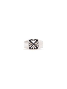 OFF WHITE Anello Con Motivo Arrow Smaltato ARGENTO OMOC078C99MET001