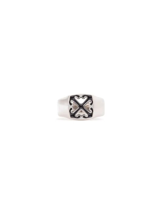 OFF WHITE Enamel Arrow Ring SILVER OMOC078C99MET001
