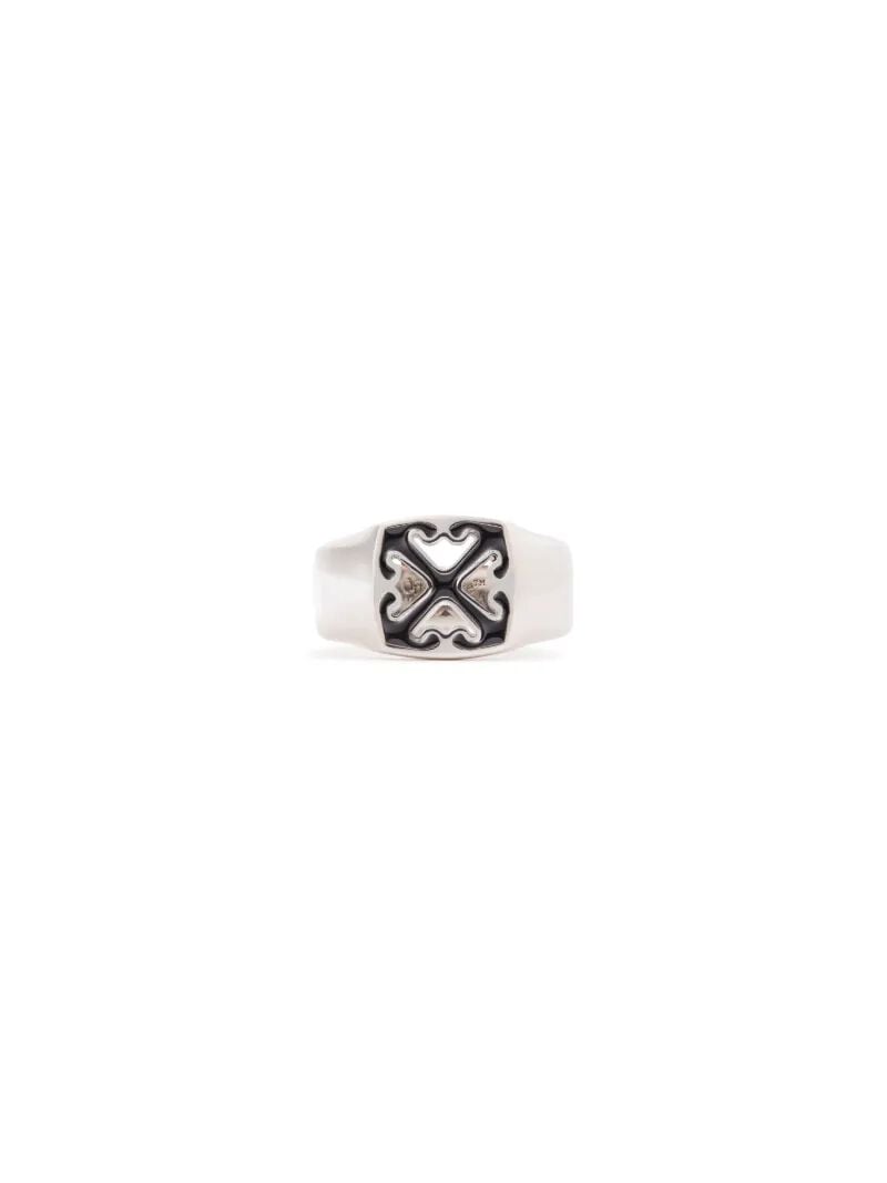 OFF WHITE Enamel Arrow Ring SILVER OMOC078C99MET001