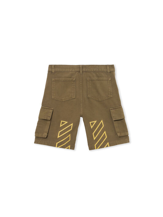 OFF WHITE Logo Patch Diag Cargo Short MARTINI OLIVE 44BCS001S26F001