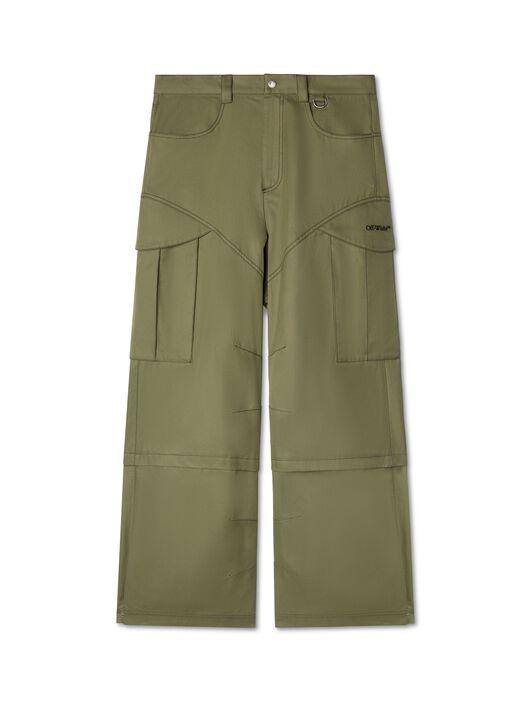 MILITÄRGRÜNE BAUMWOLL-CARGOHOSE MIT PFEIL-DETAILS OFF WHITE MILITÄRGRÜNE BAUMWOLL-CARGOHOSE MIT PFEIL-DETAILS GRÜN OMCF042F24FAB001
