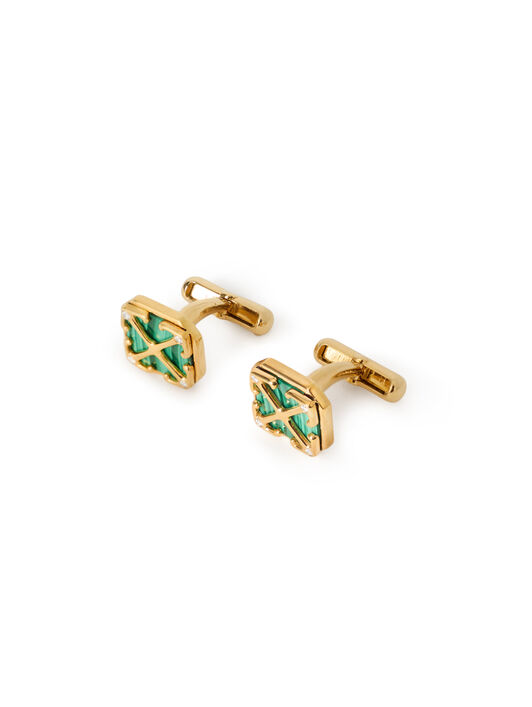 OFF WHITE Arrow Malachite Cufflinks YELLOW GOLD VERMEIL C078402