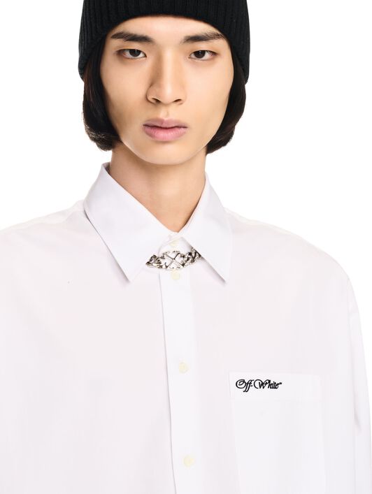 OFF WHITE College Popl Oversize Shirt WHITE - BLACK OMGE004F24FAB001
