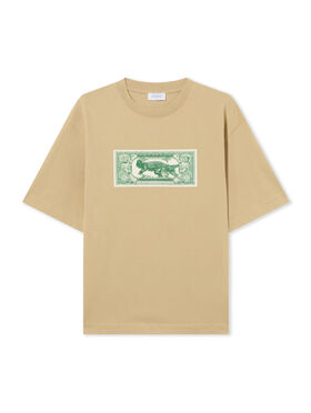 OFF WHITE Banknote Arrow Skate  T-Shirt CREME BRULÉE - CASH GREEN OMAA120S25JER00C