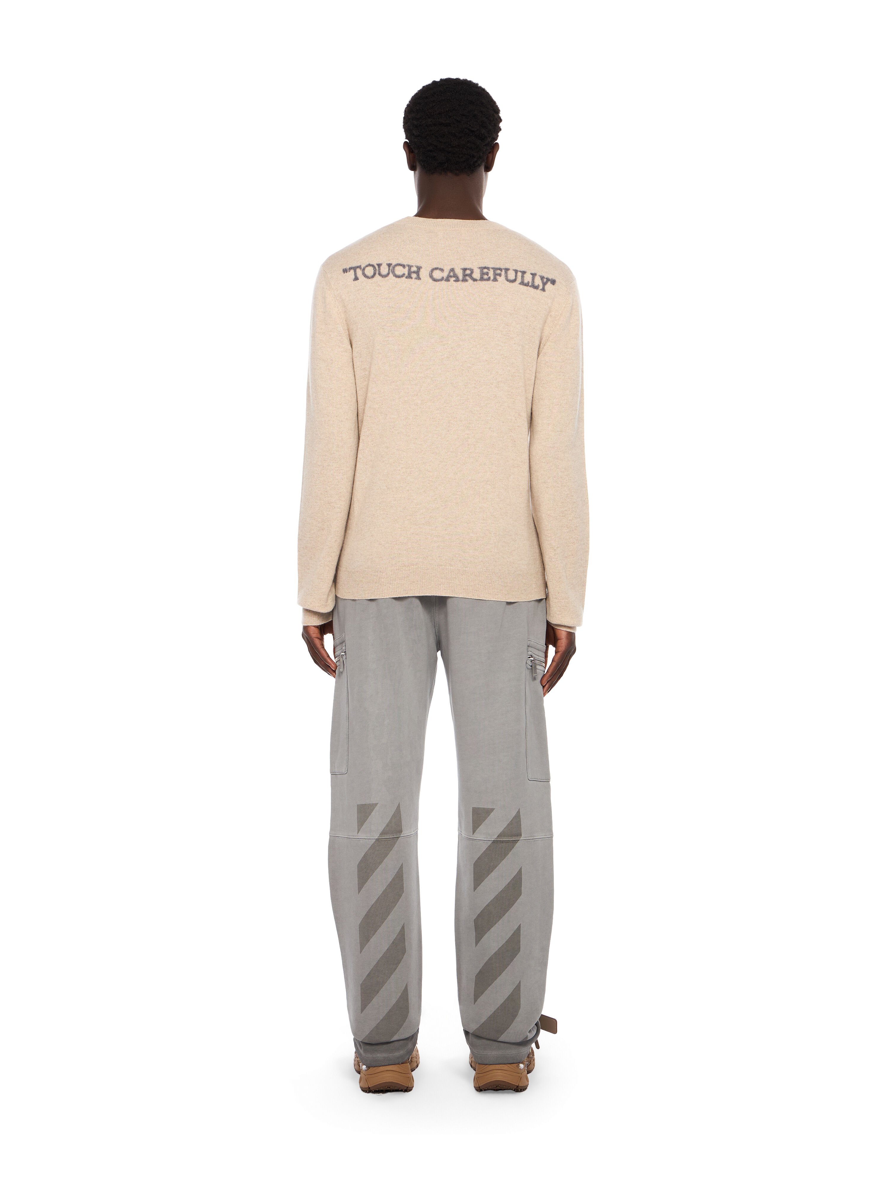 OFF WHITE QUOTE WS KNIT CREWNECK BEIGE MELANGE - ANTHRACITE OMHE20OF25KNI001