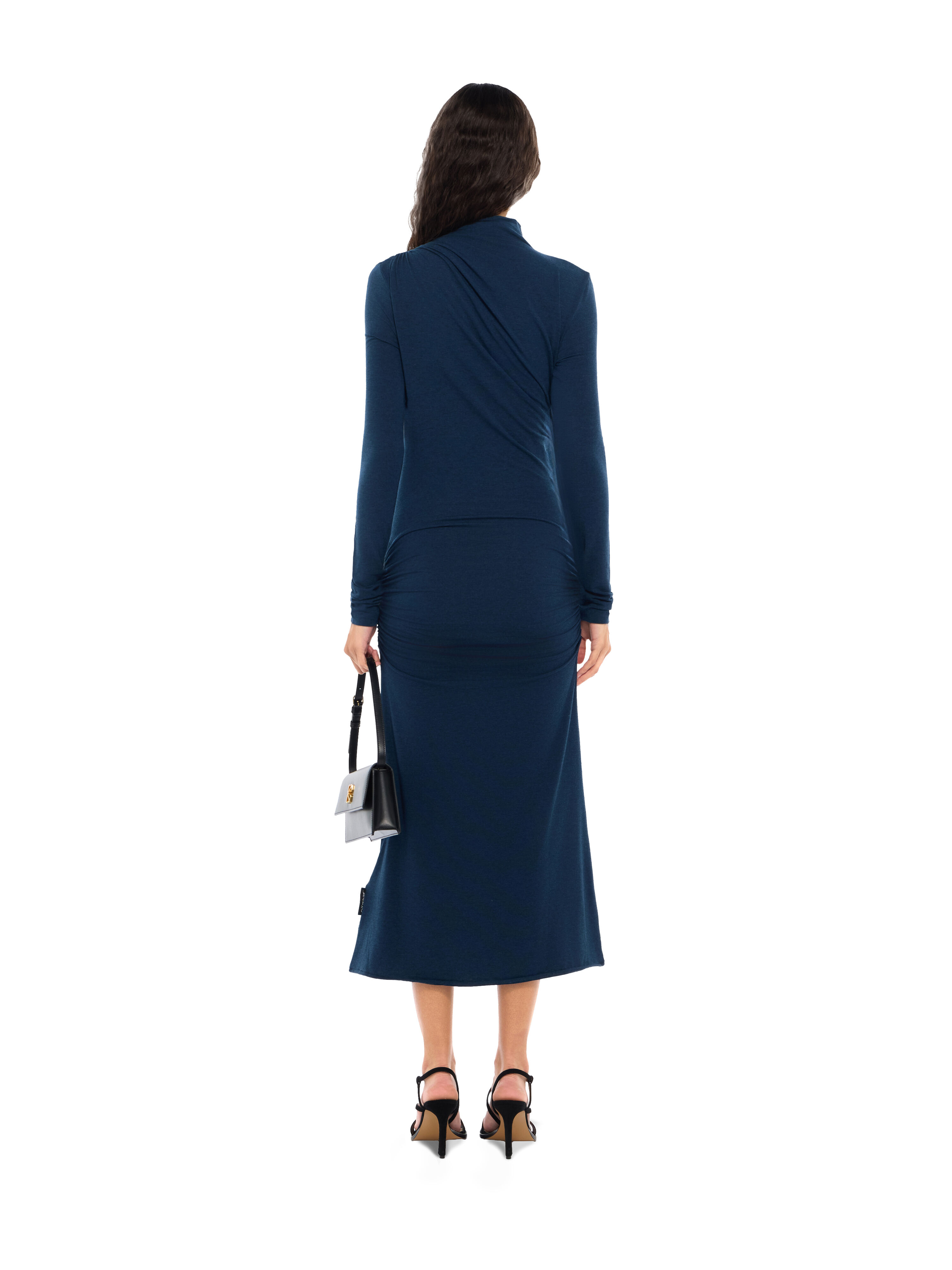Draped Turtleneck Midi Dress OFF WHITE Draped Turtleneck Midi Dress Blue Melange Blue Melange 2FU00397T