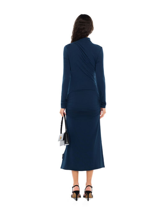 Draped Turtleneck Midi Dress OFF WHITE Draped Turtleneck Midi Dress Blue Melange Blue Melange 2FU00397T