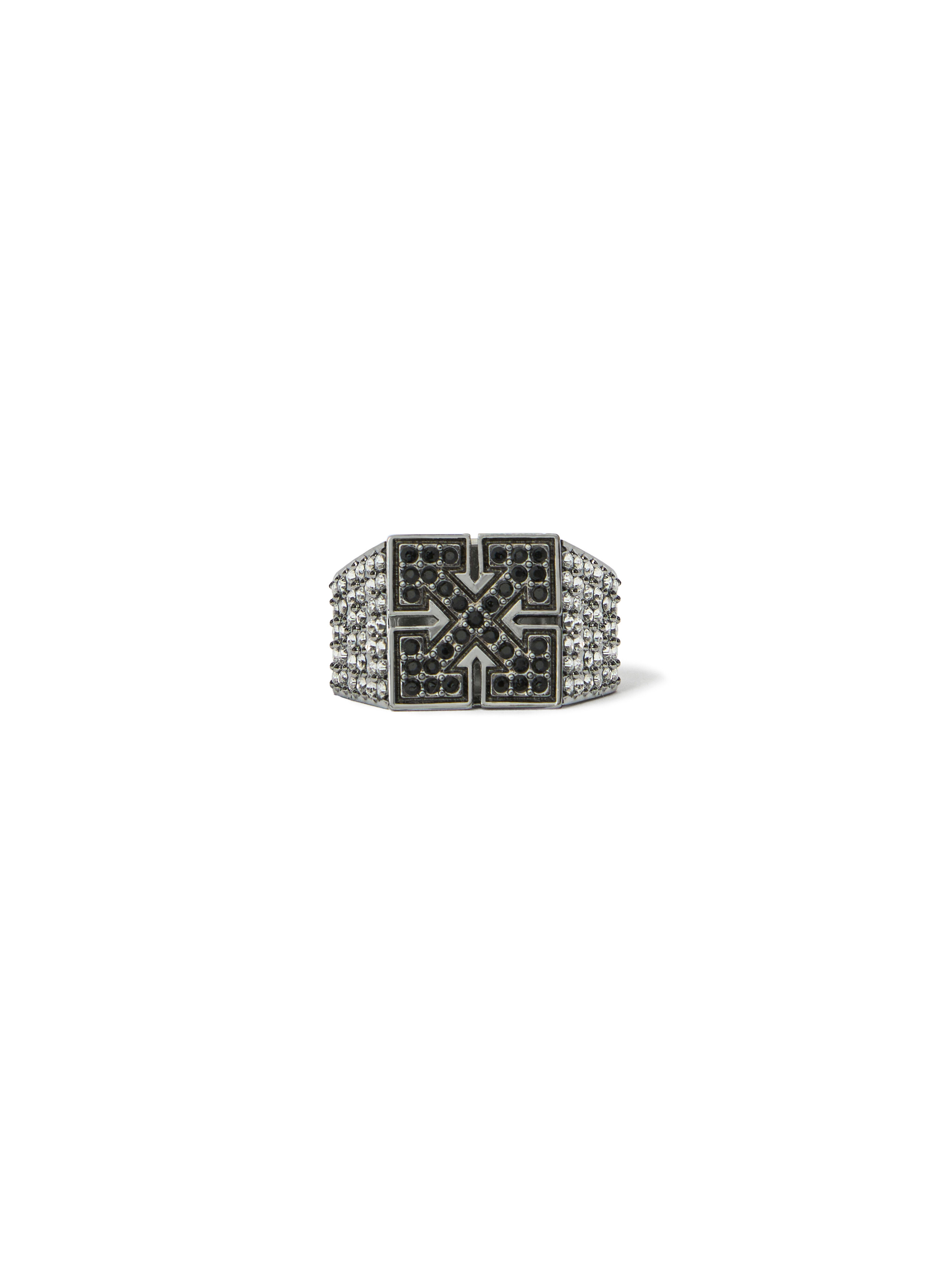 OFF WHITE Bling Strass Arrow Ring SILVER OMOC07QS26MET001